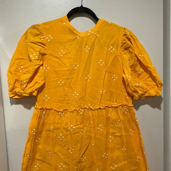 Vero Moda Yellow Prairie Dress Cotton Linen Lined Cottagecore Women's Small - Picture 3 of 14